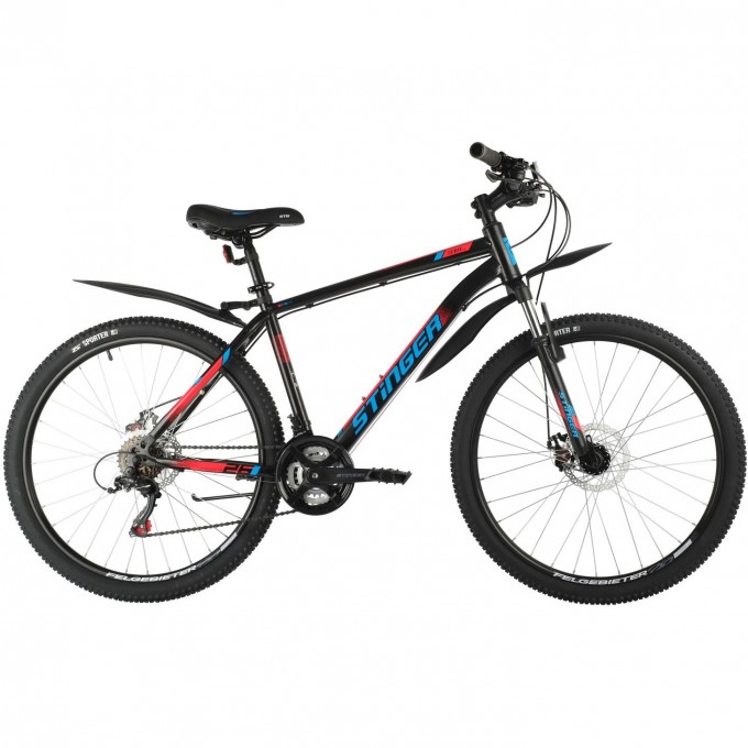 Горный велосипед STINGER CAIMAN D 26", рама 18", черный, 2023 26SHD.CAIMAND.18BK3